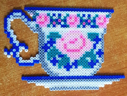 Mary G, Gran's cuppa, Hamabeads.
